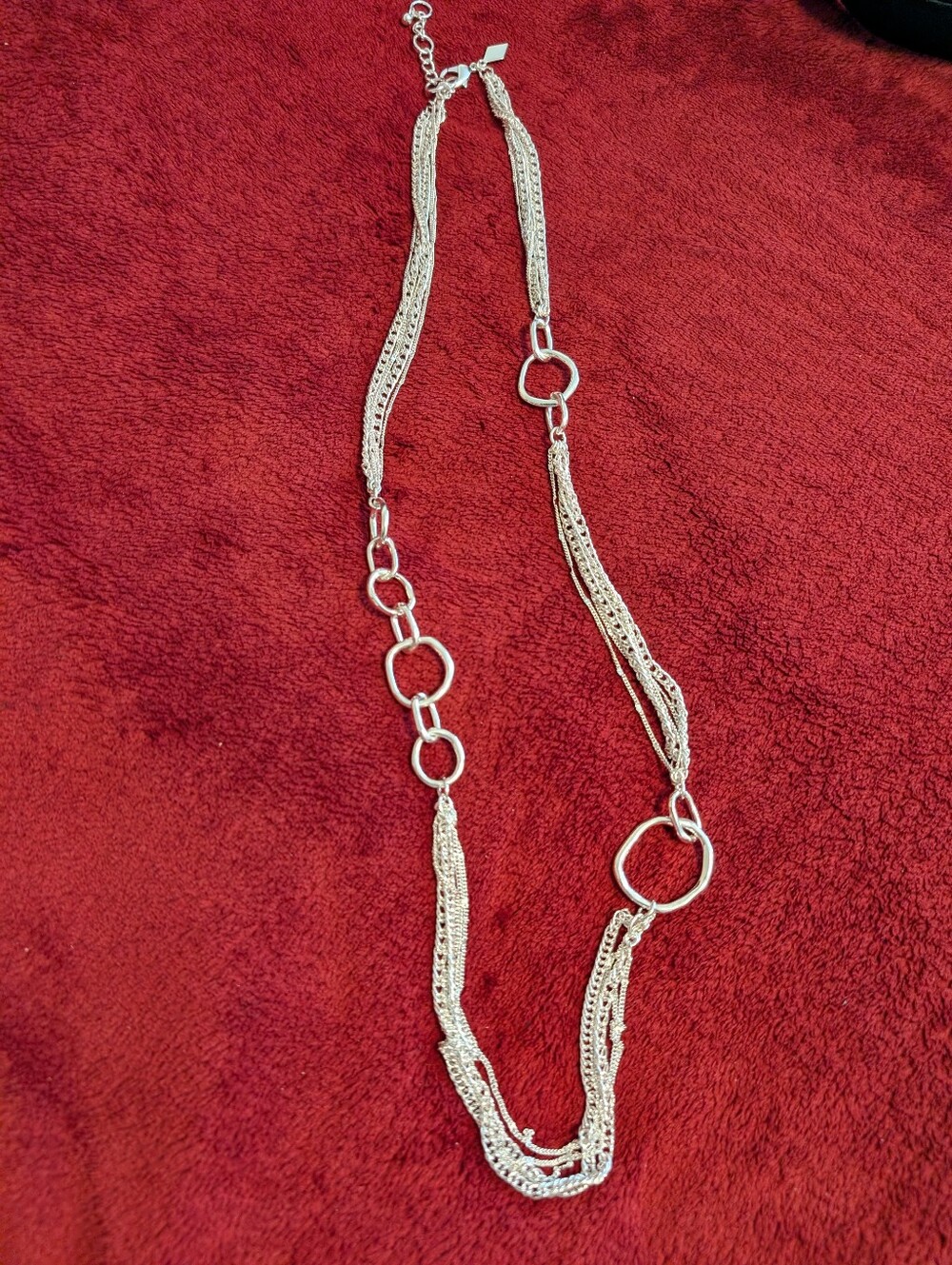 Multi-Row Silver Tone Link Necklace - Women's Jewelry